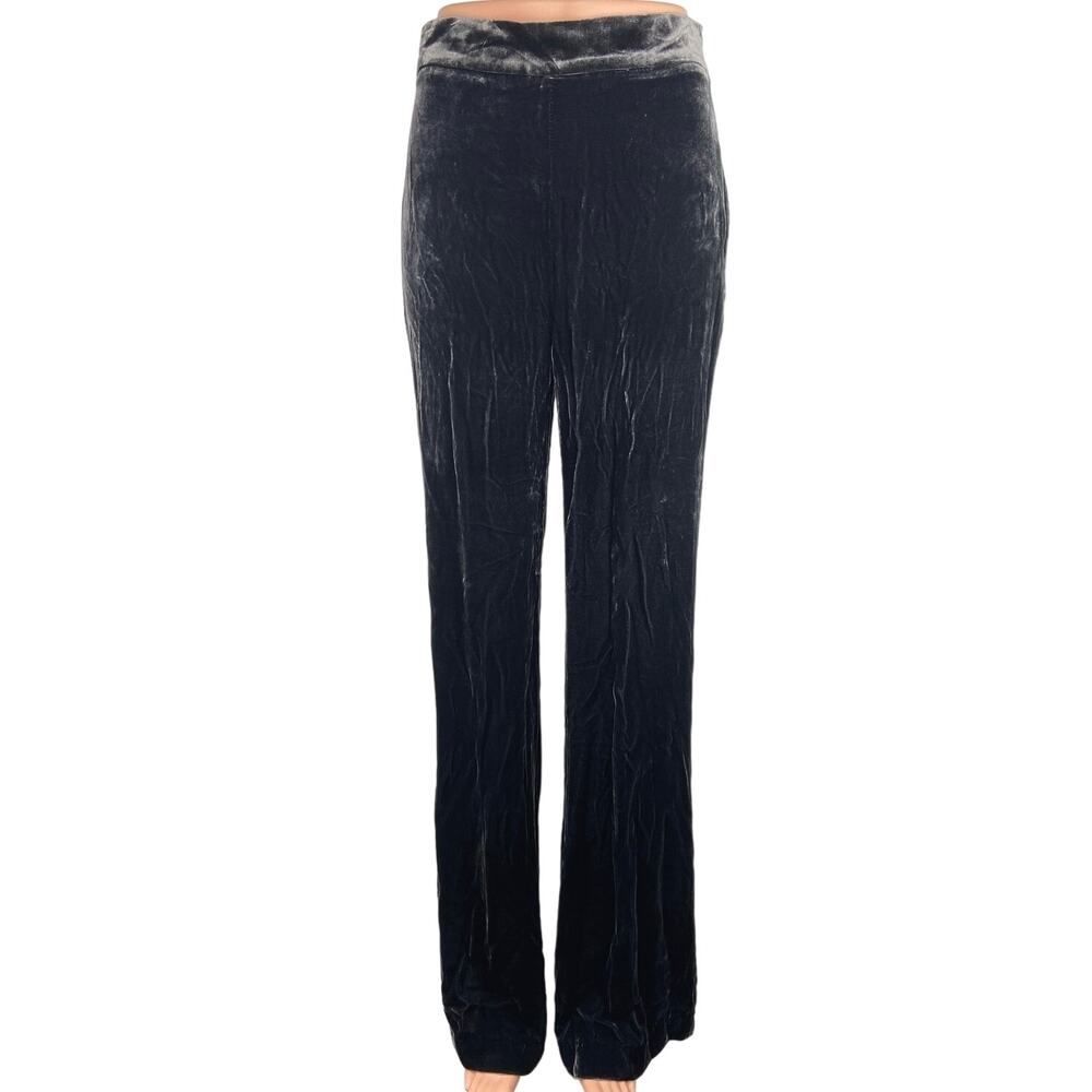 Zara Woman NWT Gray Velour Velvet High Rise Flared Stretch Ankle Pants XS
